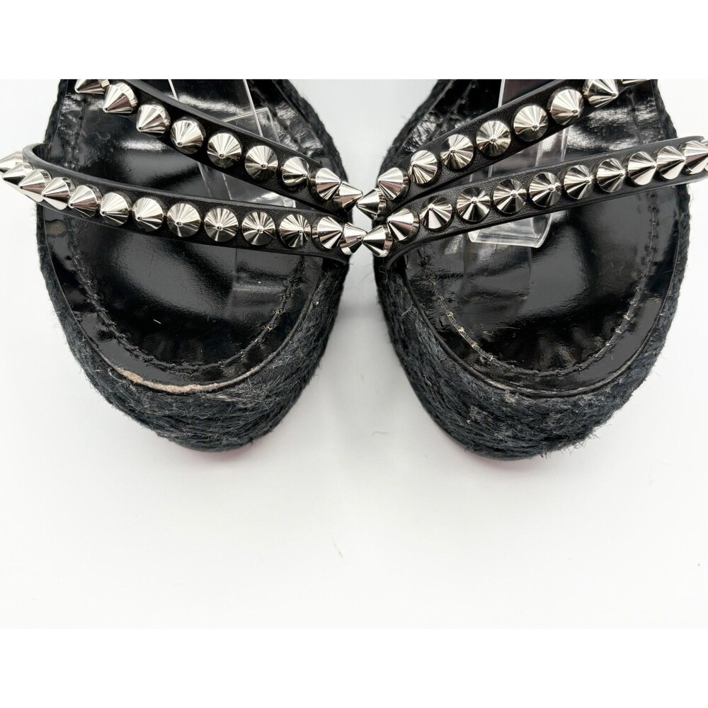 Christian Louboutin Mafaldina 120 Black Patent Wedge Sandals Spikes Size EU 35 - Picture 6 of 10